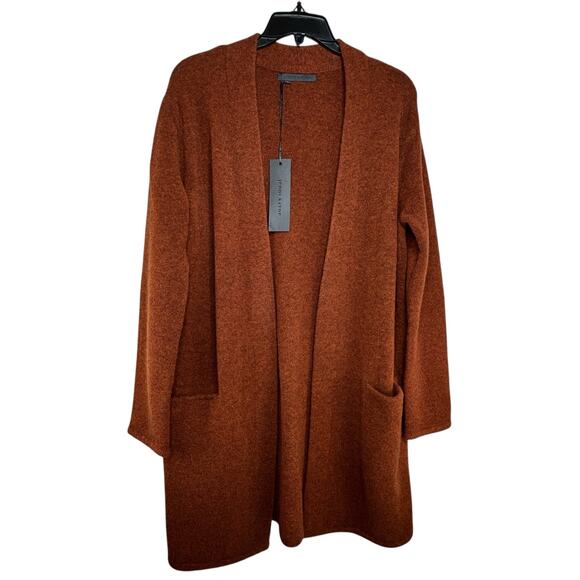 Jenni Kayne Sweater Coat Cardigan Size XS Rust Merino Wool Yak Quiet Luxury - Picture 2 of 9